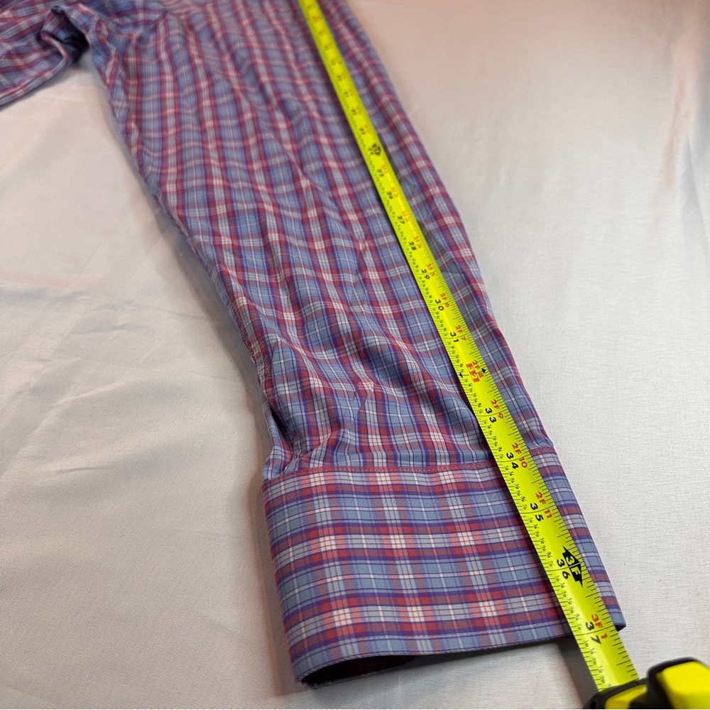 PETER MILLAR Summer Comfort Performance Shirt Men's XXL Blue/Red Check L/S - 494 - Picture 6 of 7